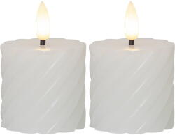 Star Trading Flamme Swirl Antique 2 db fehér LED viaszgyertya, magasság 7, 5 cm - Star Trading