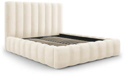 Micadoni Bézs kárpitozott franciaágy tárolóhellyel, ágyráccsal 200x200 cm Kelp - Micadoni Home