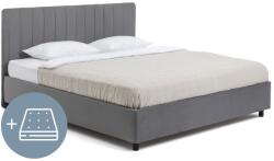 Bonami Szürke kárpitozott ágyneműtartós franciaágy matraccal, ágyráccsal 180x200 cm Myra Slim Line - Bonami Selection