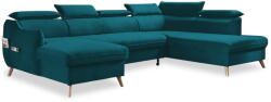 Miuform Türkiz bársony kinyitható sarokkanapé (jobb oldali-"U" alakú) Sweet Harmony - Miuform