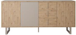 Marckeric Szürke-natúr színű alacsony komód tölgyfa dekorral 180x80 cm Millay - Marckeric