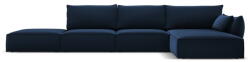 Mazzini Sofas Sötétkék bársony sarokkanapé (jobb oldali-heverő résszel) Vanda - Mazzini Sofas - bonami - 742 550 Ft