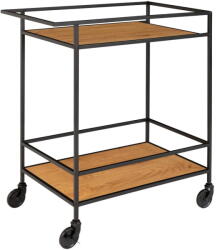 House Nordic Vita zsúrkocsi fekete acél konstrukcióval és 2 tölgyfa dekoros lappal - House Nordic