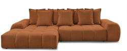 Bobochic Paris Terrakotta színű zsenília kinyitható-tárolóhelyes sarokkanapé (bal oldali-heverő résszel) Everest - Bobochic Paris