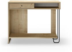 Marckeric Natúr színű konzolasztal tölgyfa dekoros asztallappal 35x100 cm Saturne - Marckeric