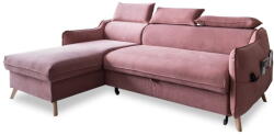 Miuform Világos rózsaszín bársony kinyitható sarokkanapé (bal oldali) Sweet Harmony - Miuform - bonami - 475 915 Ft