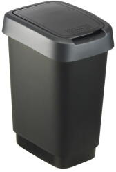 Rotho Ezüstszínű-fekete szemetes újrahasznosított műanyagból 10 l Twist - Rotho