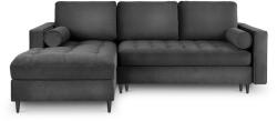 Milo Casa Santo sötétszürke kinyitható bársony sarokkanapé, bal oldali - Milo Casa