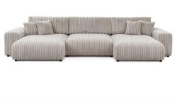 Ropez Világosszürke kordbársony kinyitható-tárolóhelyes sarokkanapé (U alakú) Sarina - Ropez