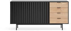Teulat Fekete-natúr színű alacsony komód tölgyfa dekorral 159x80 cm Sierra - Teulat
