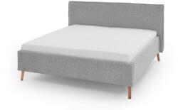 meise.möbel Világosszürke kárpitozott ágyneműtartós franciaágy ágyráccsal 180x200 cm Riva - Meise Möbel