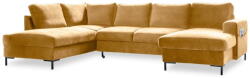Miuform Lofty Lilly mustársárga kinyitható U alakú bársony kanapé, bal oldali - Miuform