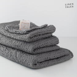 Linen Tales Sötétszürke törölköző és fürdőlepedő készlet 3 db-os Honeycomb - Linen Tales