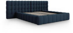 Micadoni Sötétkék kárpitozott ágyneműtartós franciaágy ágyráccsal 160x200 cm Mamaia - Micadoni Home