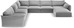 Mazzini Sofas Világosszürke bársony sarokkanapé (bal oldali-U alakú) Vanda - Mazzini Sofas