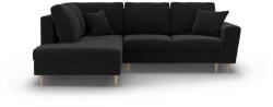 Cosmopolitan Design Fekete bársony kinyitható tárolóhelyes sarokkanapé (bal oldali-L alakú) Kyoto - Cosmopolitan Design