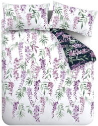 Catherine Lansfield Fehér-lila kétszemélyes ágyneműhuzat 200x200 cm Wisteria - Catherine Lansfield