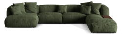 Micadoni Zöld bársony moduláris sarokkanapé (jobb oldali-U alakú) Martina - Micadoni