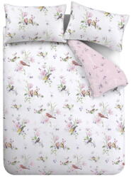 Catherine Lansfield Fehér-rózsaszín kétszemélyes-hosszabbított ágyneműhuzat 230x220 cm Songbird - Catherine Lansfield