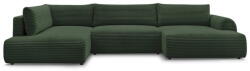 Bobochic Paris Sötétzöld kordbársony kinyitható-tárolóhelyes sarokkanapé (bal oldali-U alakú) Lucien - Bobochic Paris
