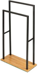 WENKO Fekete törölközőtartó állvány bambusz talpazattal - Wenko