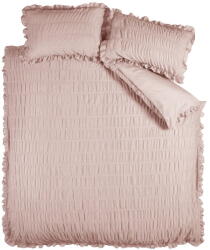 Catherine Lansfield Rózsaszín kétszemélyes-hosszabbított krepp ágyneműhuzat 230x220 cm Seersucker Frill - Catherine Lansfield