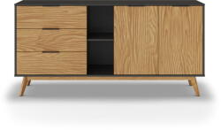 Marckeric Fekete-natúr színű borovi fenyő alacsony komód 165x80 cm Lavis - Marckeric