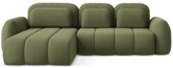Makamii Zöld buklé kinyitható-tárolóhelyes sarokkanapé (bal oldali-heverő résszel) Pele - Makamii