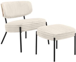 Støraa Krémszínű kordbársony fotel lábtartóval Jerry - Støraa