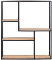 Actona Fekete-natúr színű fali könyvespolc tölgyfa dekorral 75x91 cm Seaford - Actona
