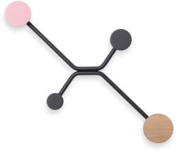 Gazzda Hook fekete fali akasztó rózsaszín részletekkel - Gazzda