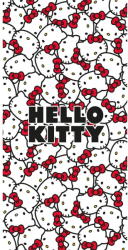 Jerry Fabrics Piros-fehér pamut gyerek fürdőlepedő 70x140 cm Hello Kitty - Jerry Fabrics