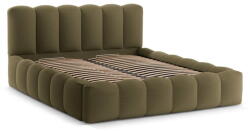 Micadoni Zöld kárpitozott ágyneműtartós franciaágy ágyráccsal 160x200 cm Lupine - Micadoni