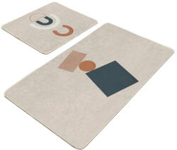 Mila Home Bézs bársony fürdőszobai kilépő szett 2 db-os 60x100 cm Geometry Shapes - Mila Home