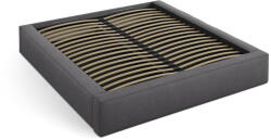 Micadoni Sötétszürke kárpitozott ágyneműtartós franciaágy ágyráccsal 160x200 cm Simon - Micadoni