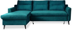 Miuform Stylish Stan türkiz kinyitható bársony sarokkanapé, bal oldali - Miuform
