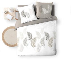 douceur d'intérieur Fehér-szürkésbarna kétszemélyes hosszabbított pamut ágyneműhuzat 240x220 cm Goyave - douceur d'intérieur