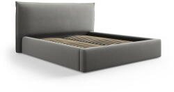 Milo Casa Szürke kárpitozott ágyneműtartós franciaágy ágyráccsal 160x200 cm Elio - Milo Casa