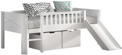 VIPACK Fehér borovi fenyő ágyneműtartós galéria gyerekágy ágyráccsal 90x200 cm Scott - Vipack - bonami - 269 612 Ft