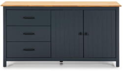 Marckeric Sötétkék borovi fenyő alacsony komód 150x80 cm Miranda - Marckeric