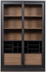 WOOOD Fekete-natúr színű borovi fenyő tálalószekrény tolóajtóval 125x200 cm James - WOOOD