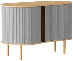 UMAGE Szürke-natúr színű alacsony komód tölgyfa dekorral, tolóajtóval 100x67 cm Audacious - UMAGE