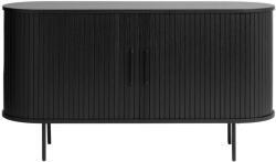 Unique Furniture Fekete alacsony komód tolóajtóval, tölgyfa dekorral 140x76 cm Nola - Unique Furniture