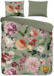 Descanso Zöld kétszemélyes-hosszabbított pamut-szatén ágyneműhuzat 200x220 cm Fiori - Descanso