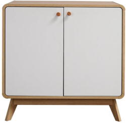 Støraa Fehér-natúr színű alacsony komód tölgyfa dekorral 75x75 cm Cassie - Støraa