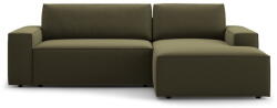 Micadoni Zöld bársony kinyitható-tárolóhelyes sarokkanapé (jobb oldali-heverő résszel) Jodie - Micadoni