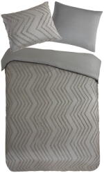 Good Morning Szürke-barna egyszemélyes hosszabbított mikroszálas ágyneműhuzat 140x220 cm Pure Zigzag - Good Morning