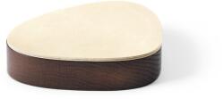 LIND DNA Barna-krémszínű fedeles-dekoratív fa-öko bőr tárolódoboz 14x12, 5x3, 5 cm Curve Nupo - LIND DNA