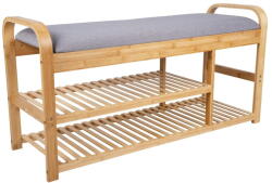 Leitmotiv Szürke-natúr színű bambusz cipőtartó paddal - Leitmotiv