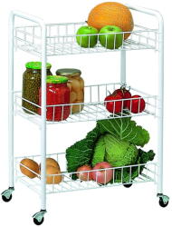 Rayen Fehér fém gurulós polcos állvány 41x60 cm - Rayen